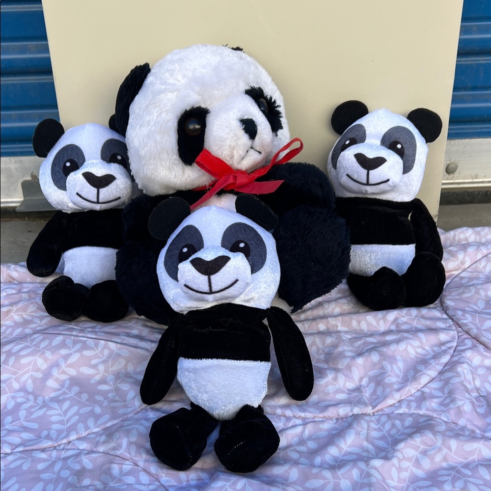 #83 Adorable Panda Plush Toy Set - Black and White